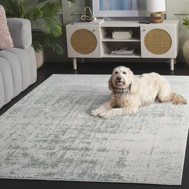 Wade Logan® Arrietty Abstract Machine Made Area Rug in Sage/Ivory